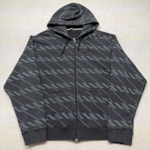 Vintage Y2K 2000s Nike Sportswear Gray Men L Full Zip Up Geometric Print Hoodie